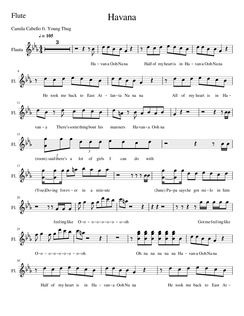 Havana Flute Sheet music for Flute (Woodwind Duet) | Musescore.com