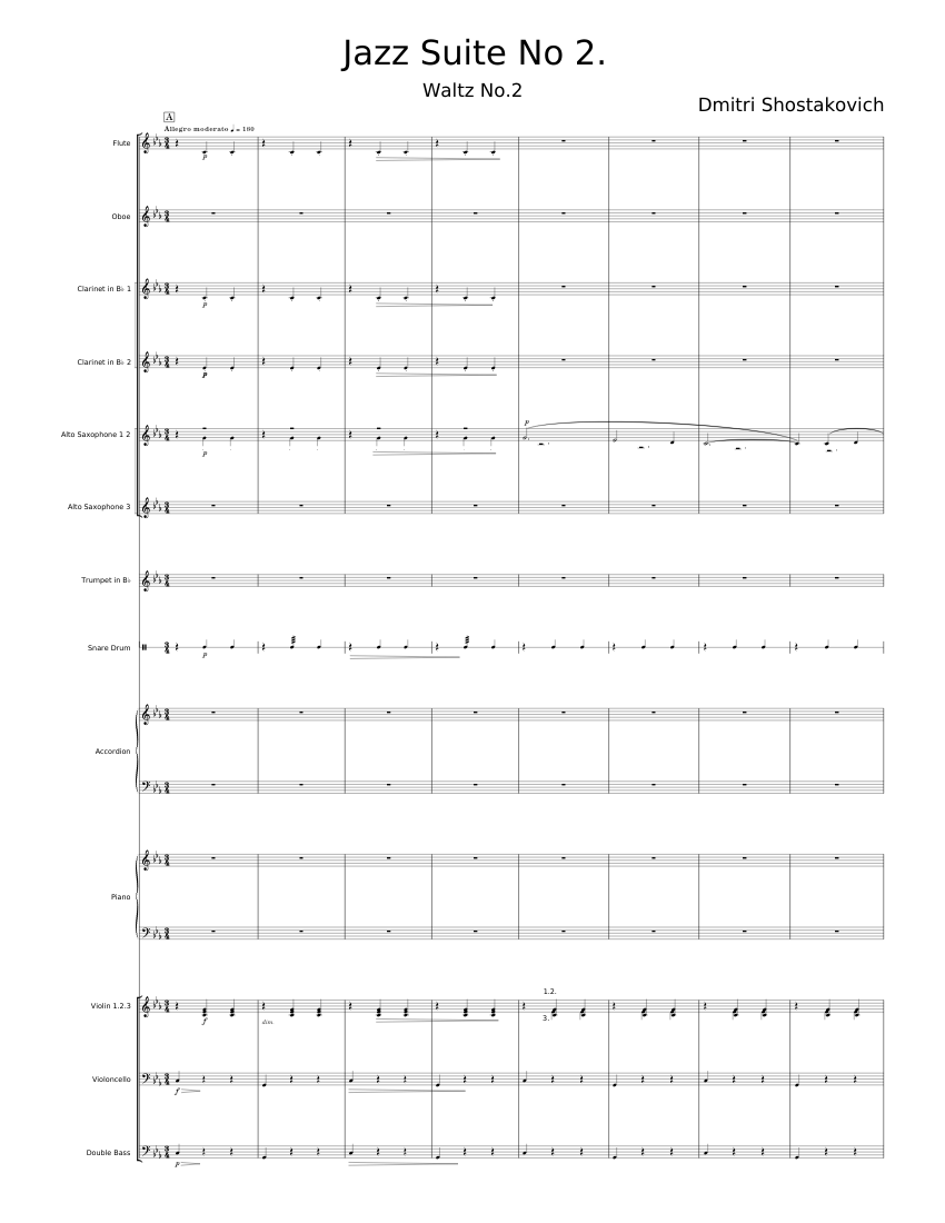 Jazz Suite No 2 II Lyric Waltz Dmitri Shostakovich Sheet Music For Jazz Suite No 2 II Lyric Waltz Dmitri Shostakovich Sheet Music For
