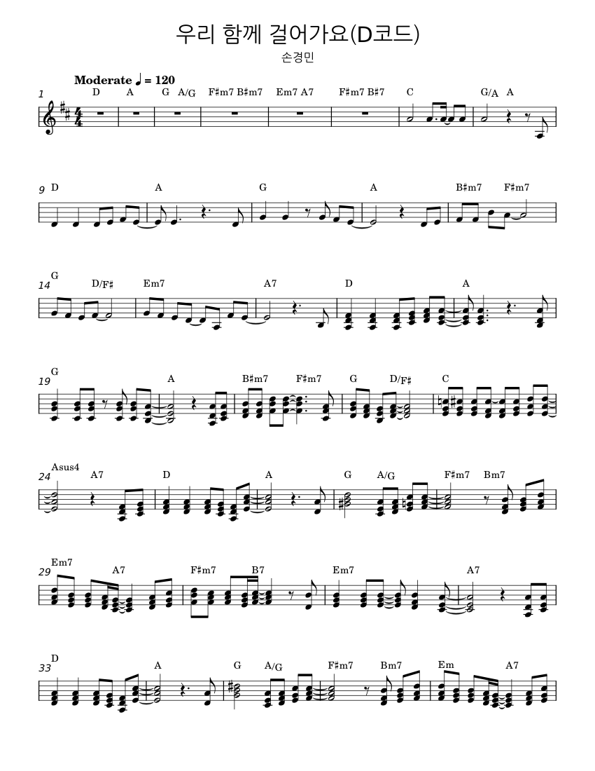 우리 함께 걸어가요 – 손경민 Sheet Music for Piano (Solo) easy | MuseScore.com