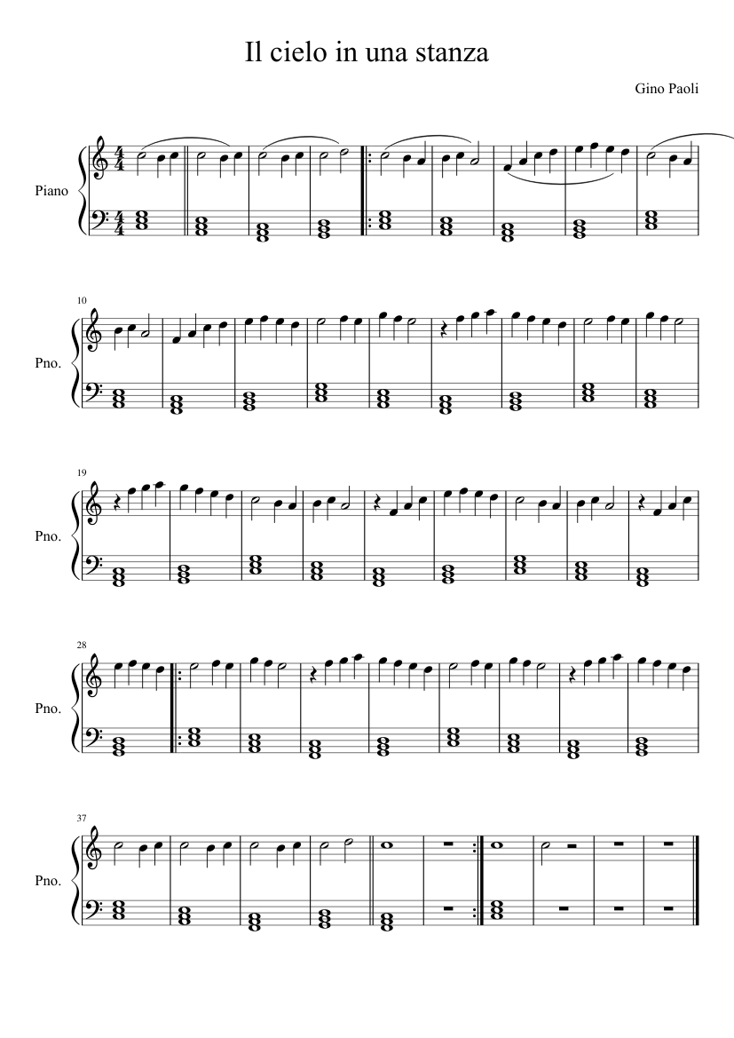Il cielo in una stanza Sheet music for Piano (Solo) | Musescore.com