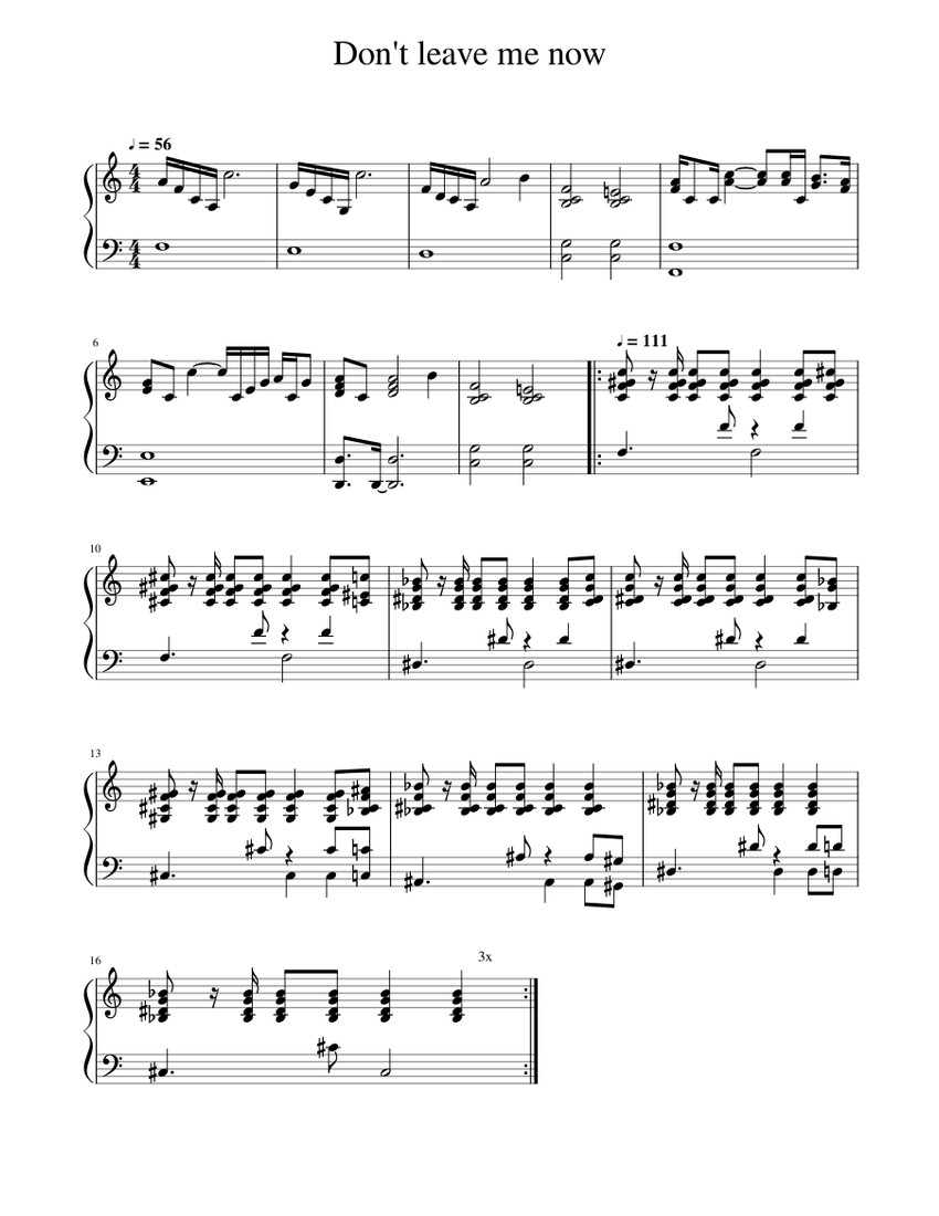 Don't leave me now Sheet music for Piano (Solo) Easy | Musescore.com
