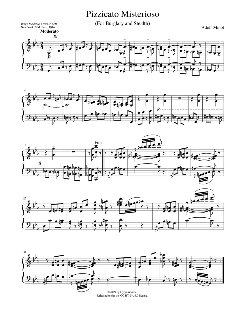 Image showcasing Pizzicato Misterioso – Adolf Minot Sheet music for Piano (Solo ...