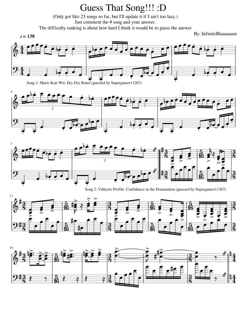 Guess That Song!!! :D Sheet music for Piano (Solo) | Musescore.com