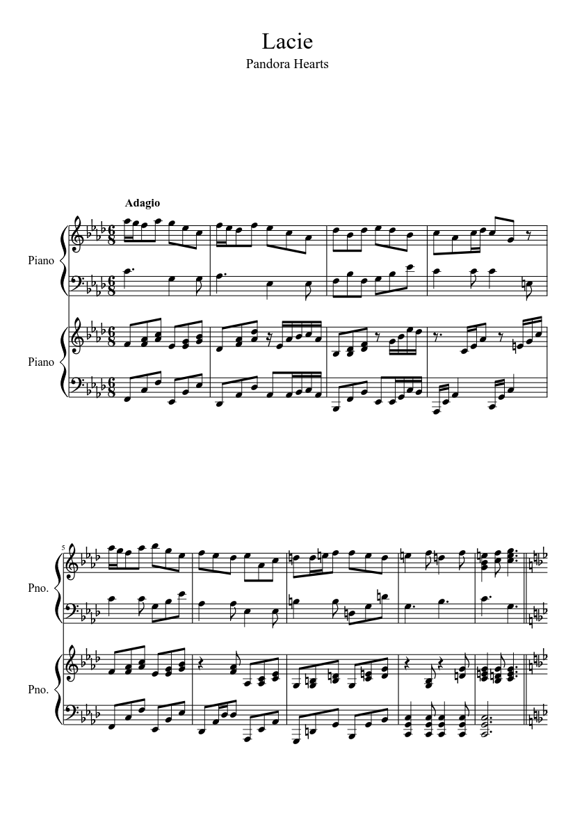 Pandora Hearts-Lacie Elliot and Leo Piano Duet Version Sheet music for  Piano (Piano Duo) | Musescore.com