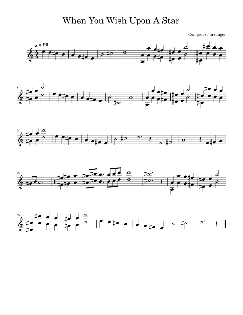 When You Wish Upon A Star Sheet Music for Trumpet other (Solo