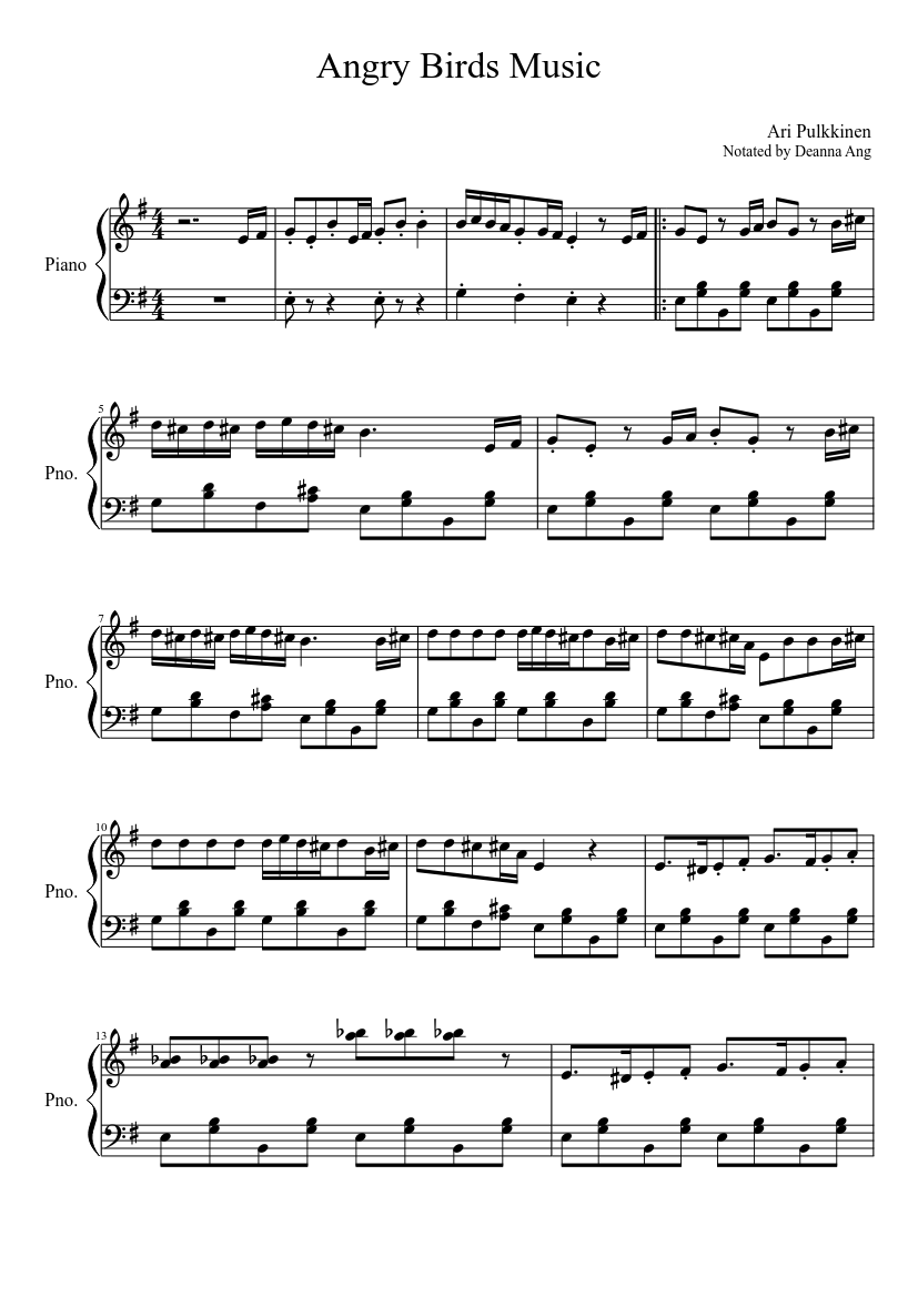 Angry Birds' Theme Song Sheet music for Piano (Solo) | Musescore.com