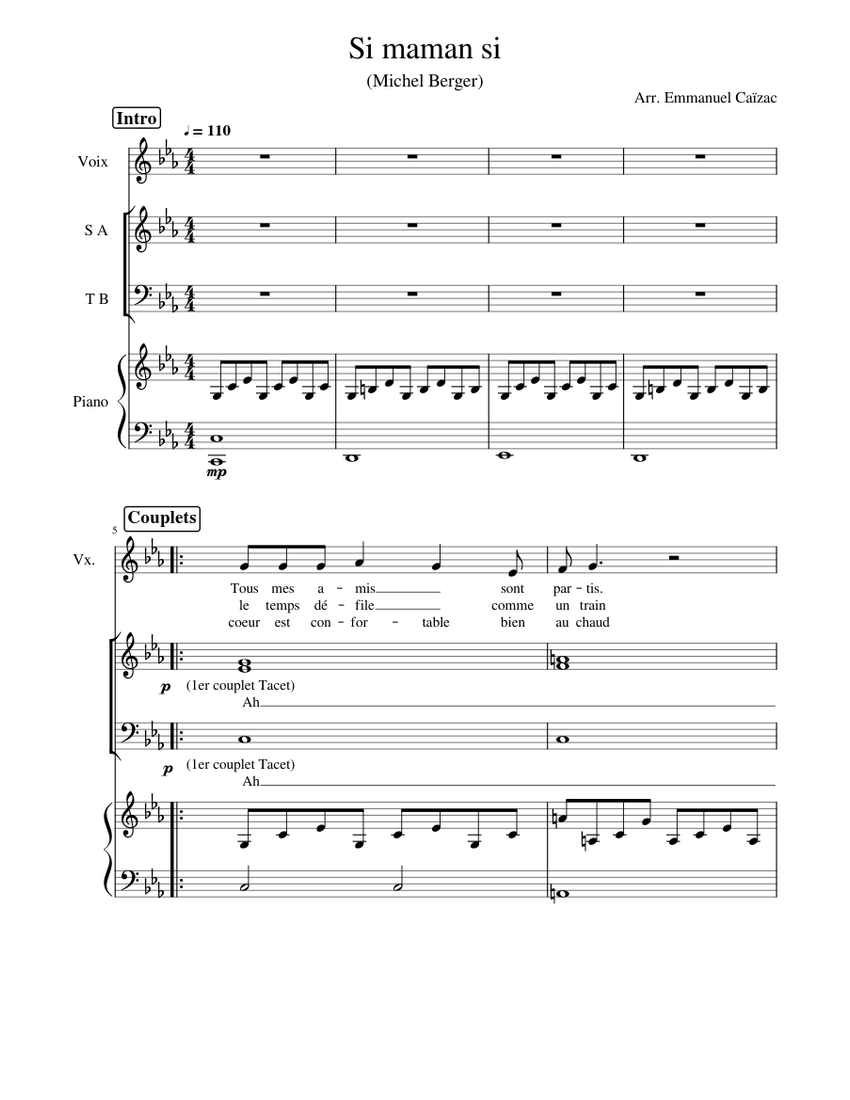 Si si Sheet for Piano, (Choral) Musescore.com