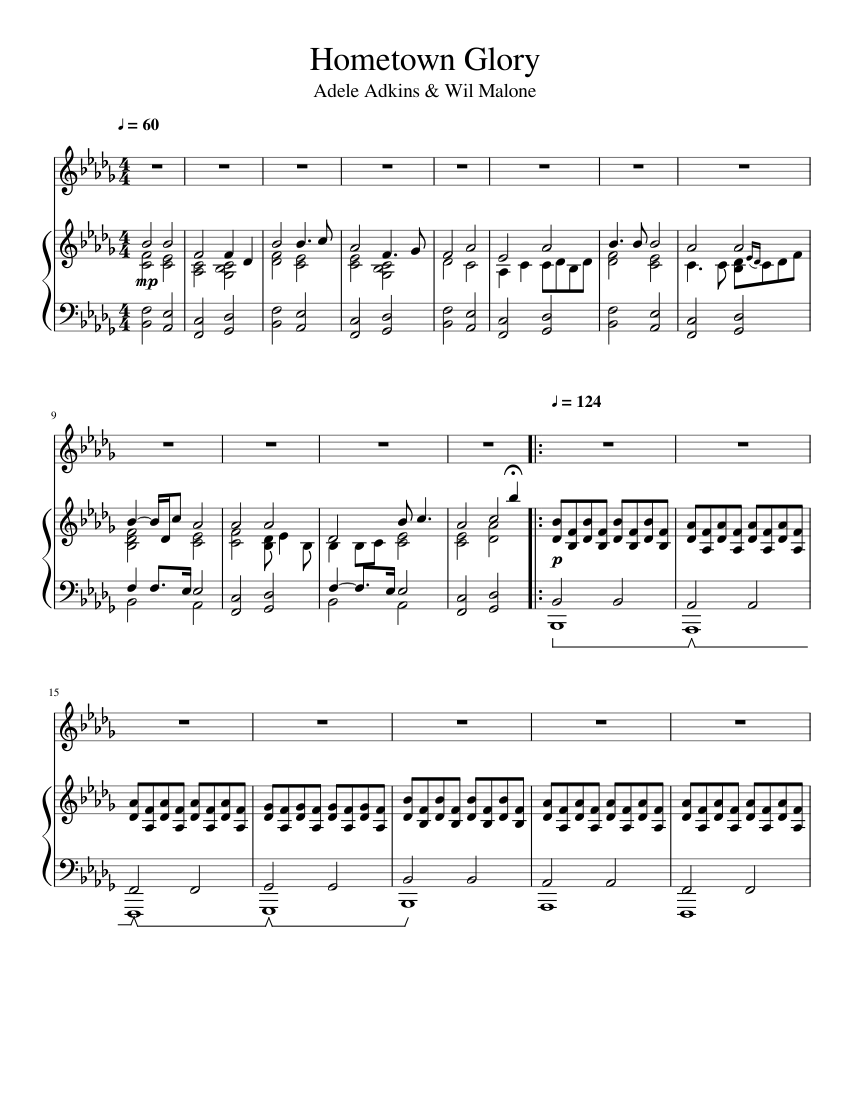 Hometown Glory Sheet music for Piano, Vocals (Piano-Voice) | Musescore.com