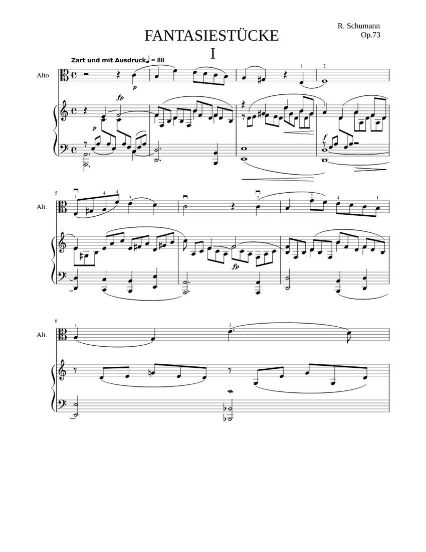 Fantasiestüke - Schumann Opus 73 - I Sheet music for Piano, Viola (Solo) |  Musescore.com