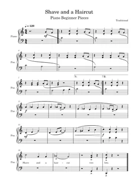 Free Shave And A Haircut by Misc Traditional sheet music | Download PDF or  print on Musescore.com