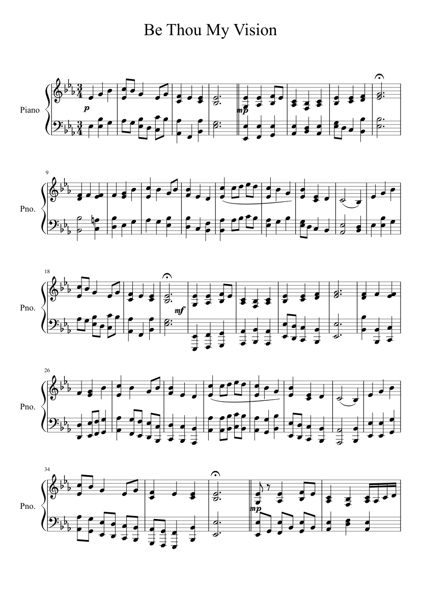 Be Thou My Vision Sheet music for Piano (Solo) | Musescore.com