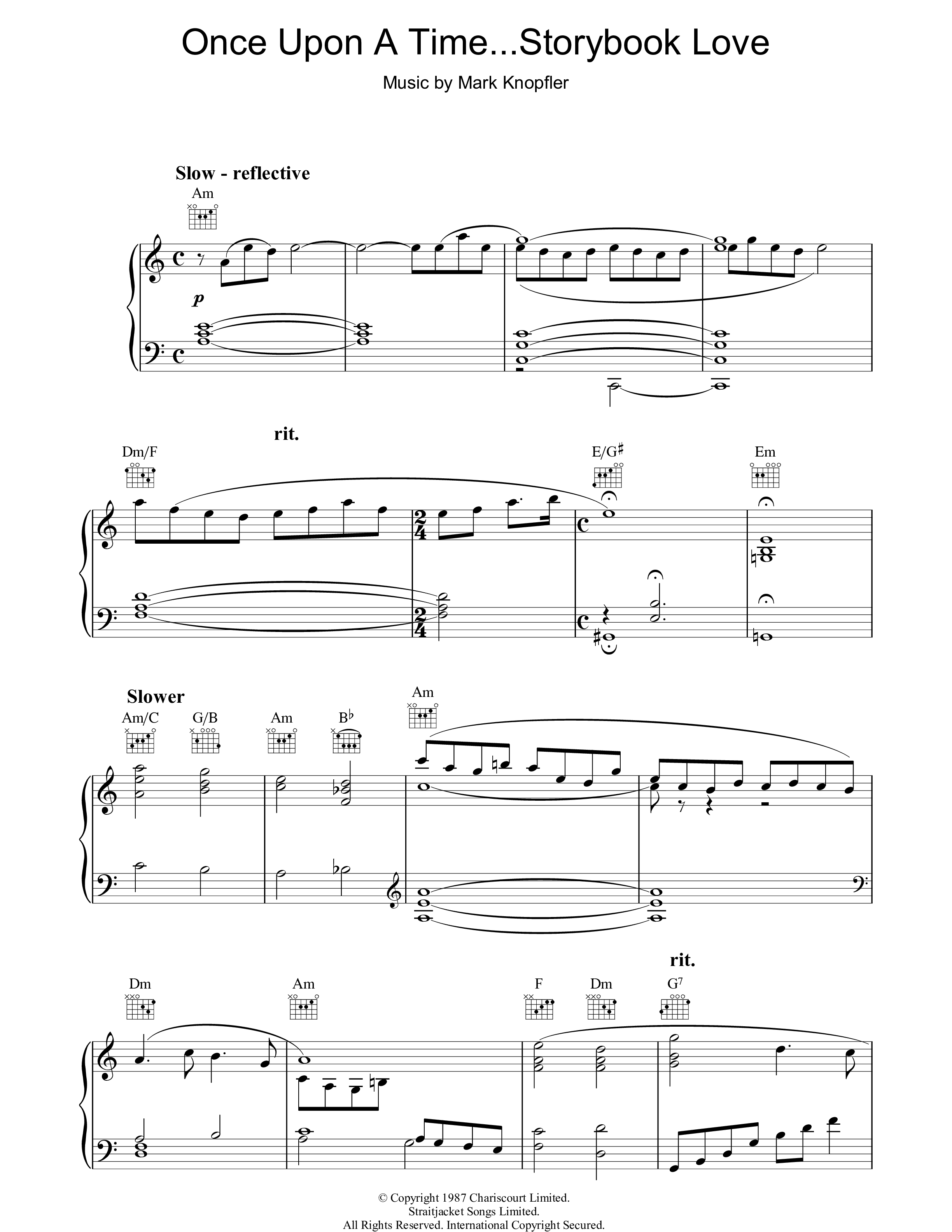 Play Official version of Storybook love Sheet Music by Mark Knopfler