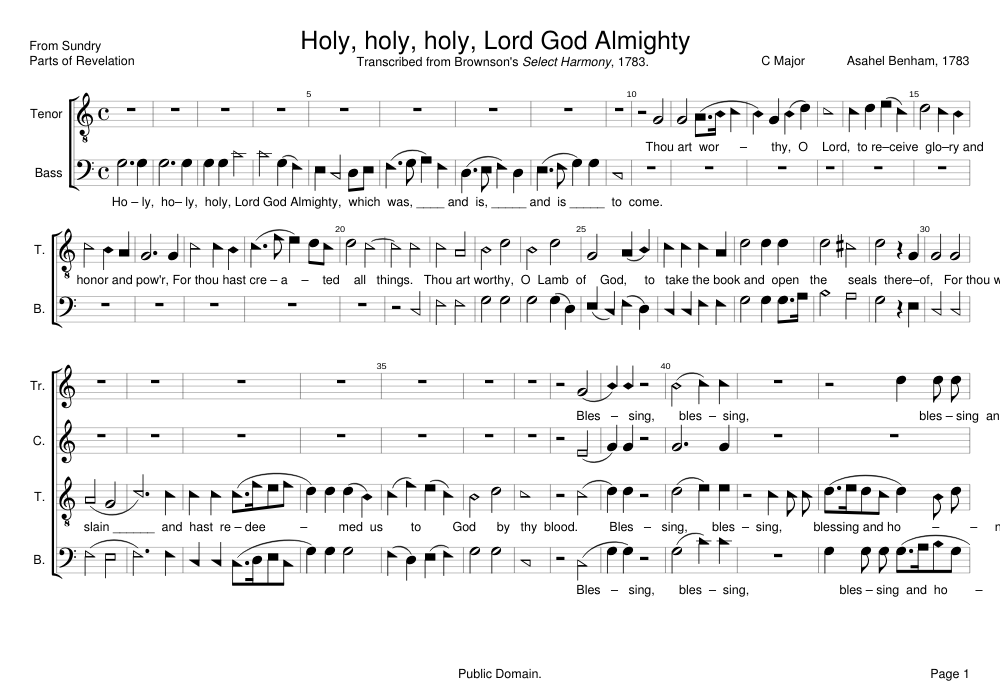 Holy holy holy Lord God Almighty - Asahel Benham