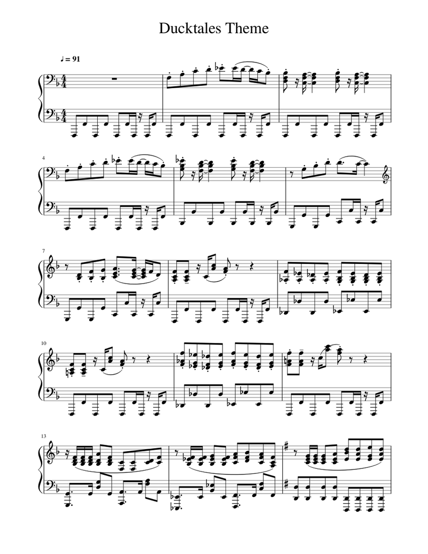 Ducktales Sheet music for Piano (Solo) | Musescore.com