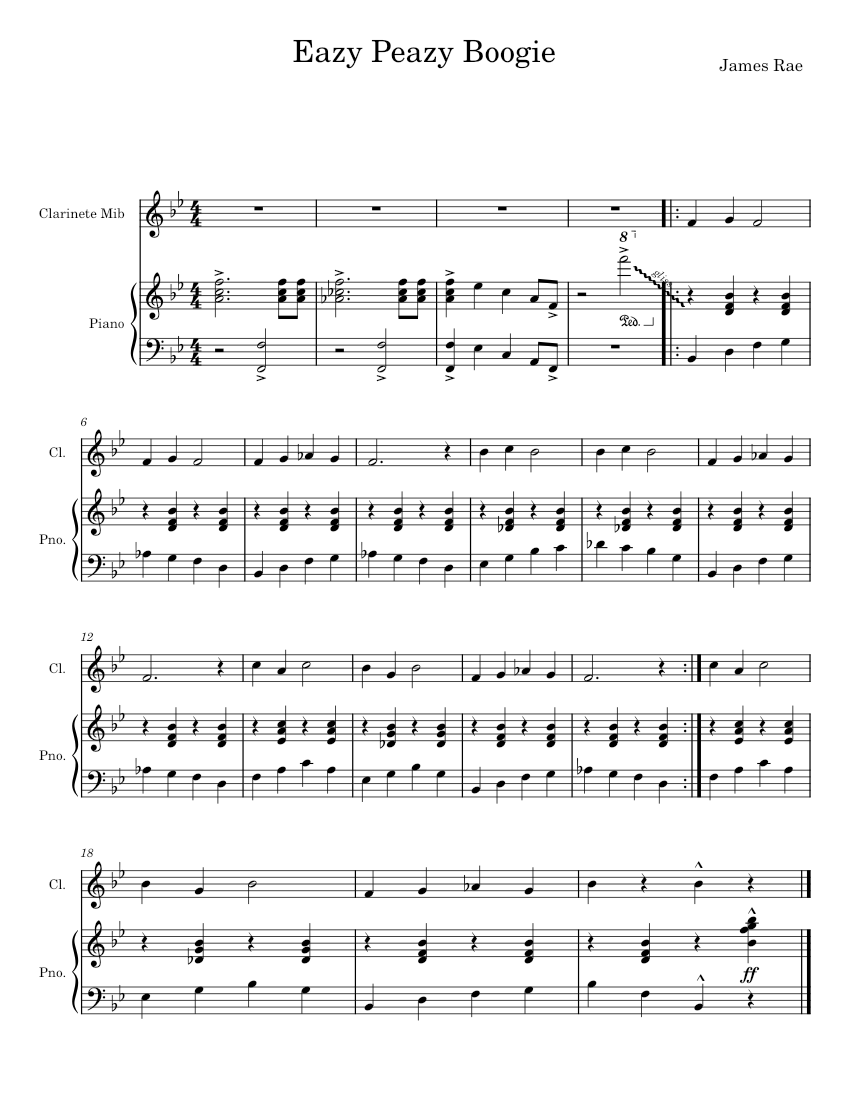 Boogie Rae Eazy Peazy Boogie - James Rae Sheet music for Piano, Clarinet other ...