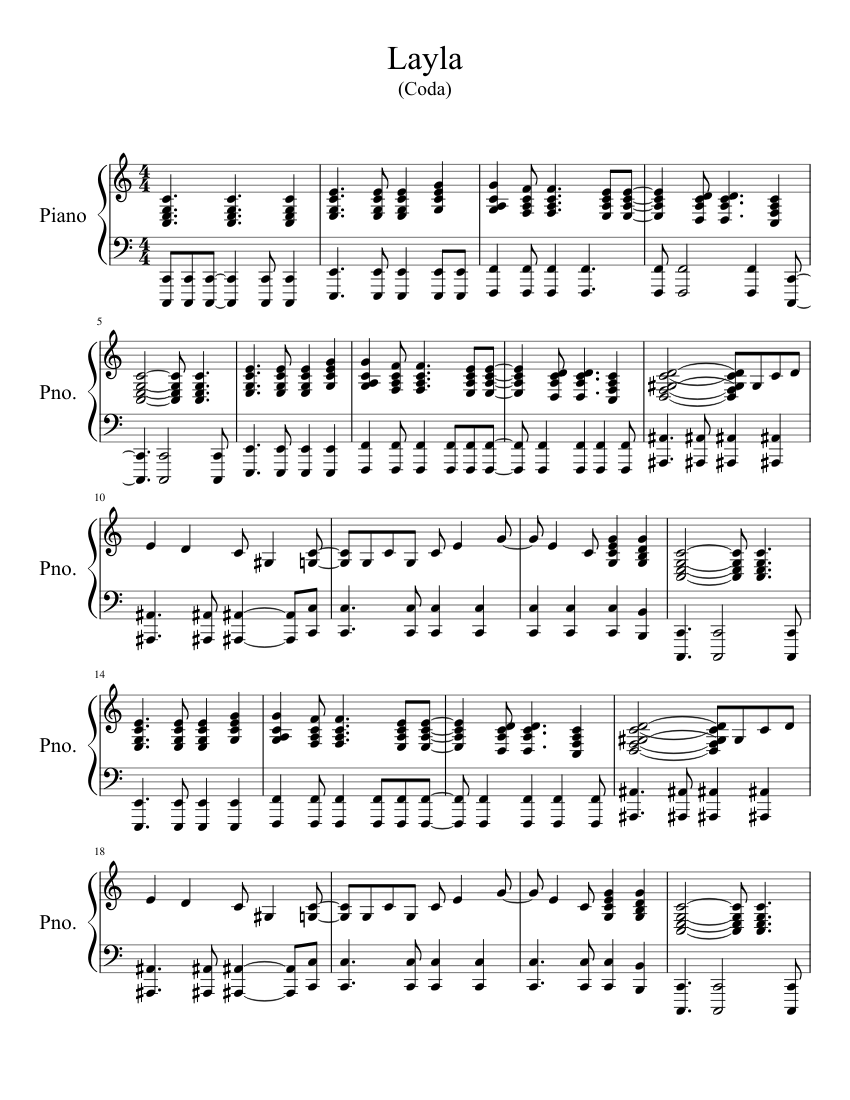 Layla(Coda) Sheet music for Piano (Solo) | Musescore.com
