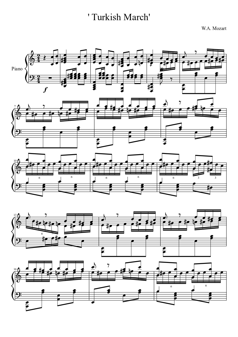 Turkish March Sheet music for Piano (Solo) | Musescore.com
