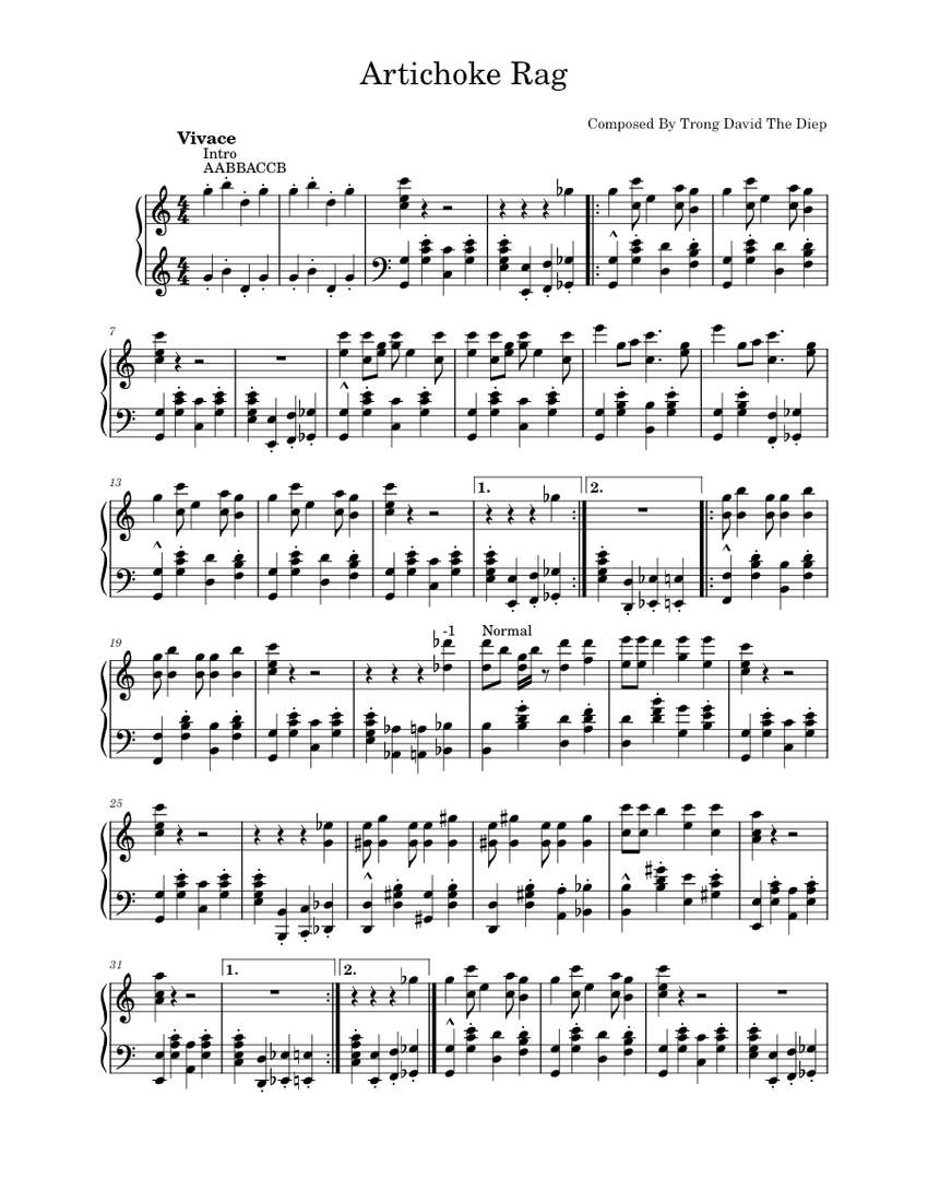 Artichoke Rag "On Time" Sheet music for Piano (Solo)