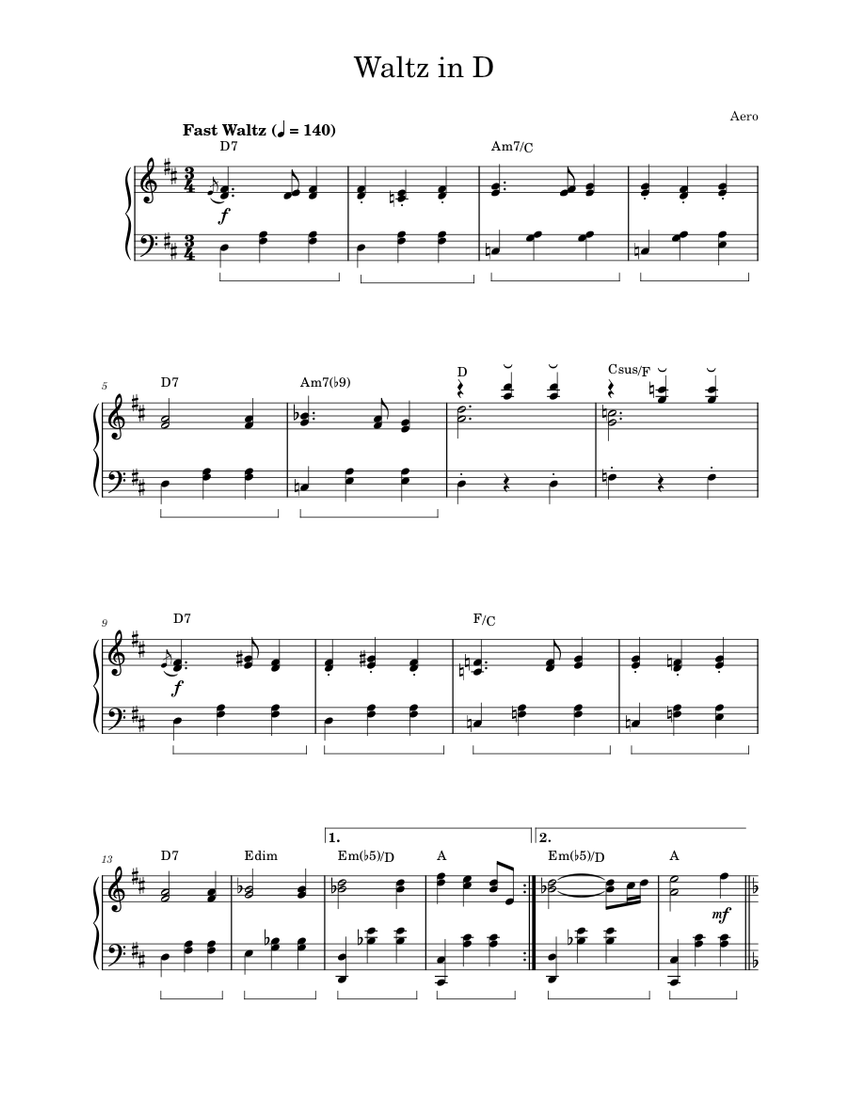 Waltz in D Sheet music for Piano (Solo) | Musescore.com