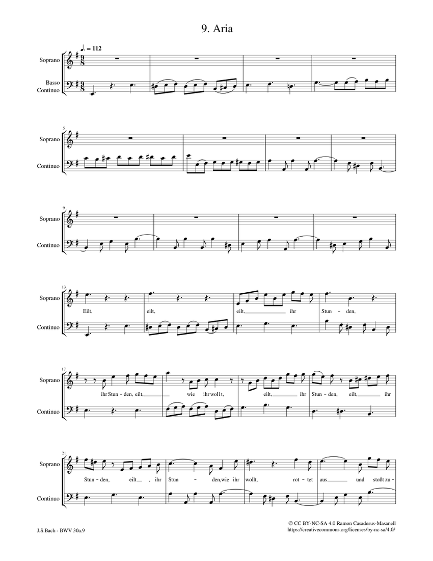 Angenehmes Wiederau, BWV 30a / Mvt. 9 Johann Sebastian Bach BWV 30a