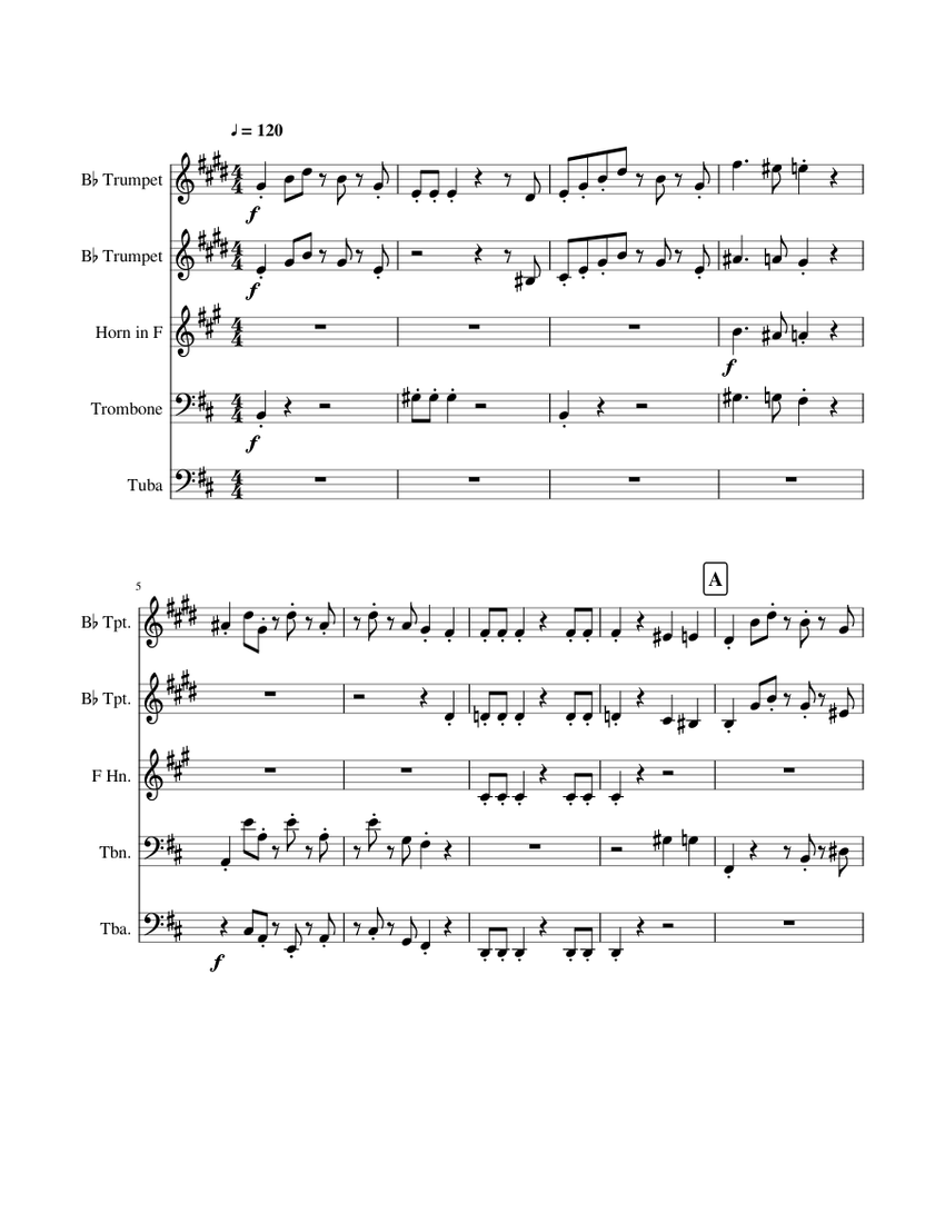 Mii Channel Theme For Brass Quintet Sheet music for Trombone, Tuba ...
