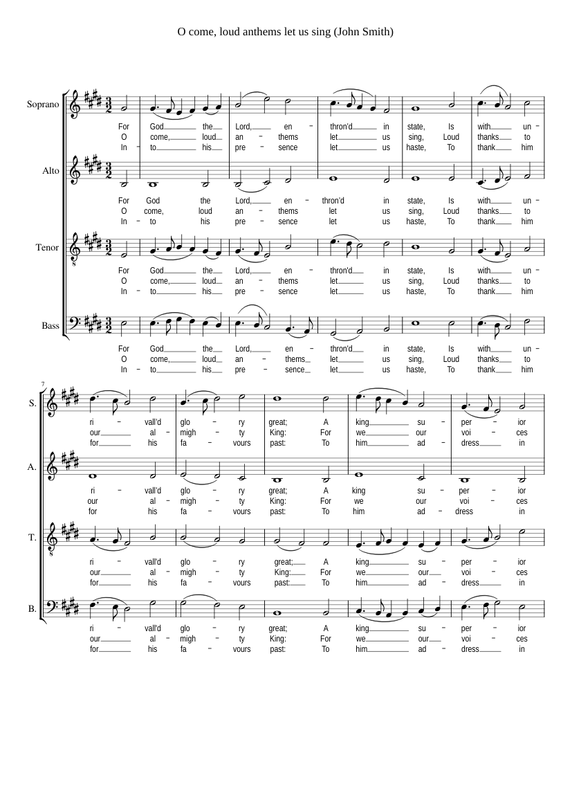 O come loud anthems let us sing