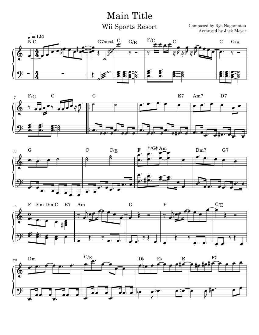 Wii Sports Resort - Main Title Sheet music for Piano (Solo) | Musescore.com