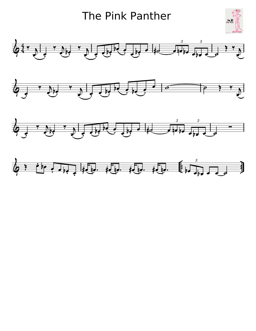 The Pink Panther Theme – Henry Mancini Sheet music for Trumpet in b ...