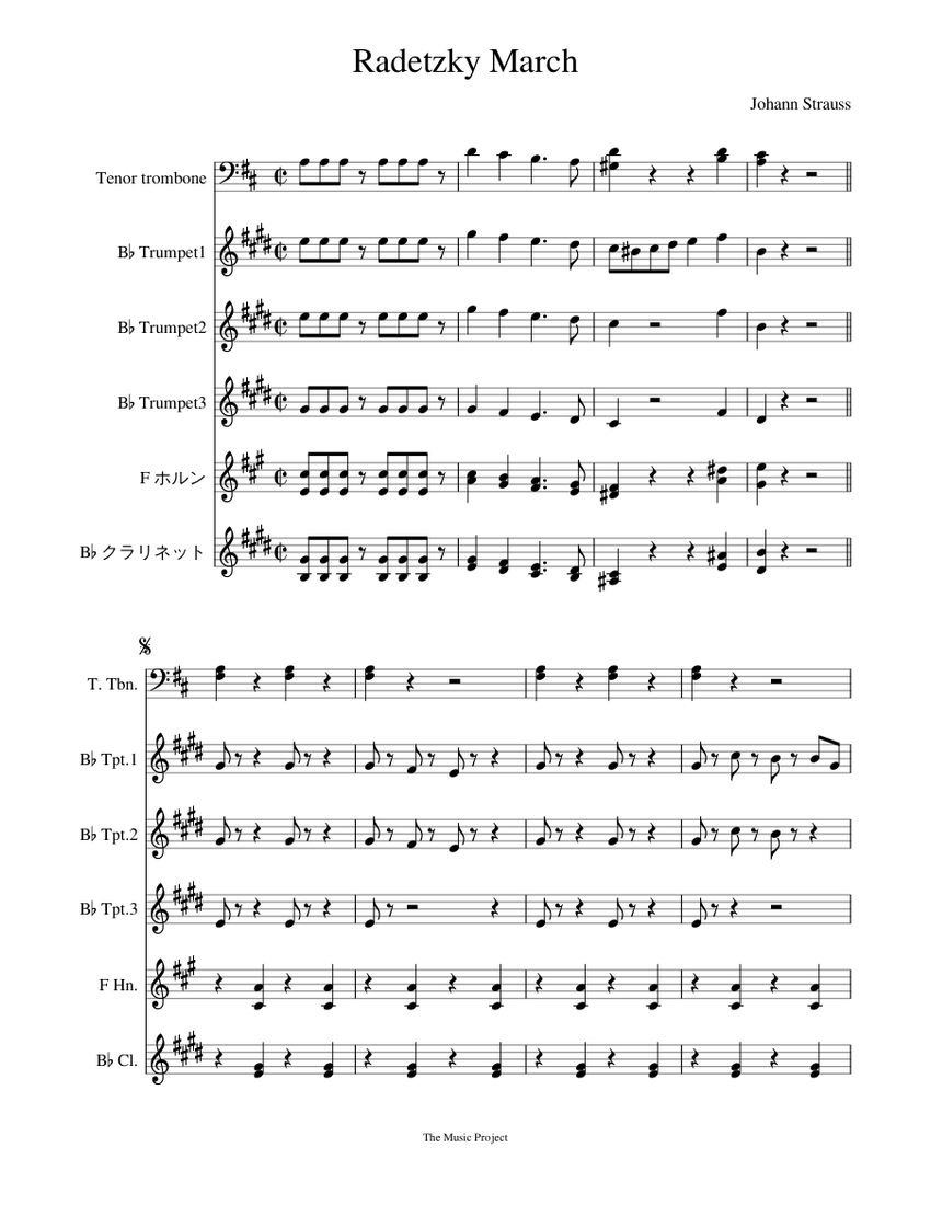 Radetzky March Sheet Music For Trumpet In B Flat Clarinet In B Flat French Horn Trombone Tenor Mixed Ensemble Musescore Com radetzky march sheet music for trumpet