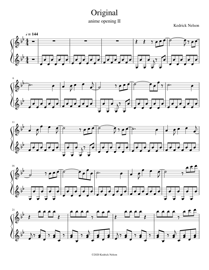Original Anime Op 2 Sheet music for Piano (Solo) | Musescore.com