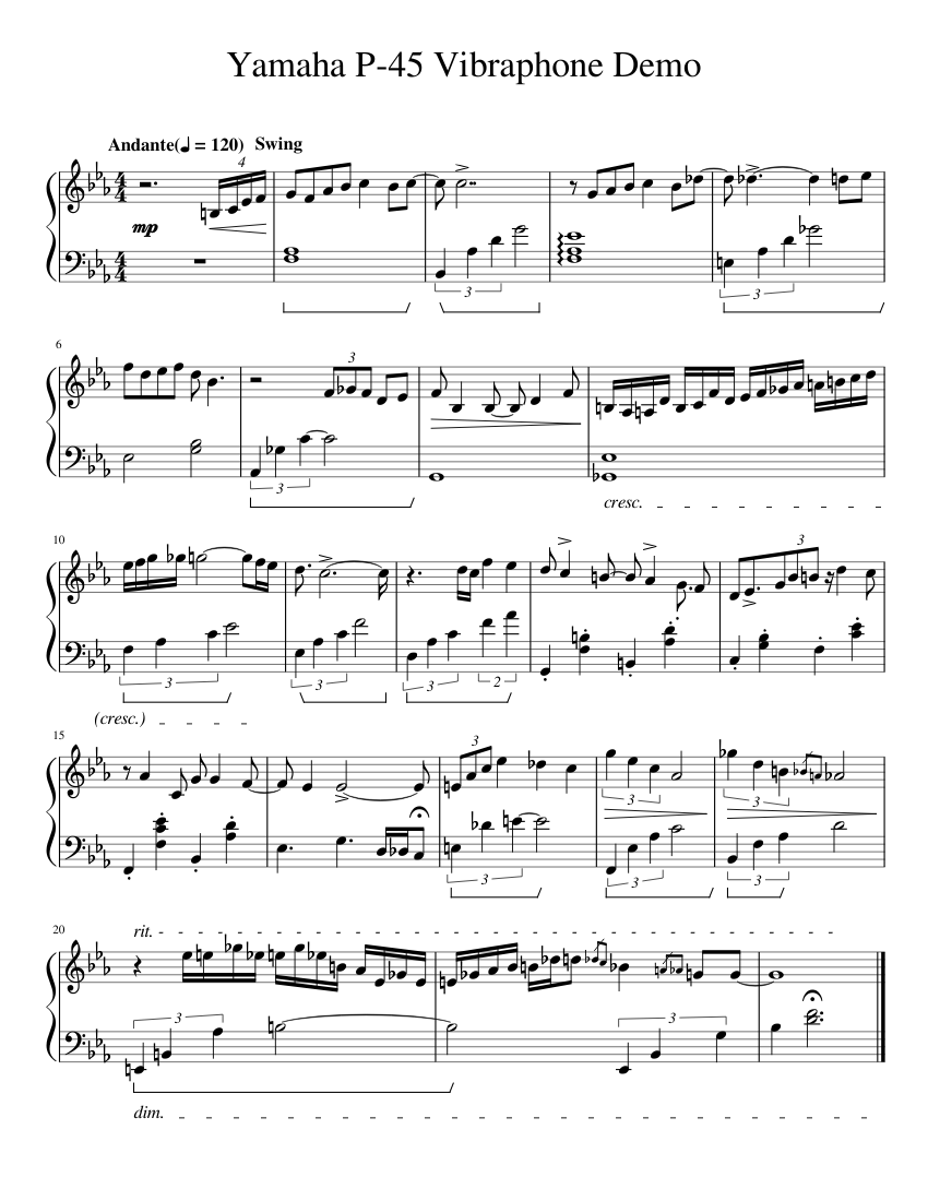 Yamaha P 45 Vibraphone Demo Piece Sheet music for Piano (Solo) |  Musescore.com