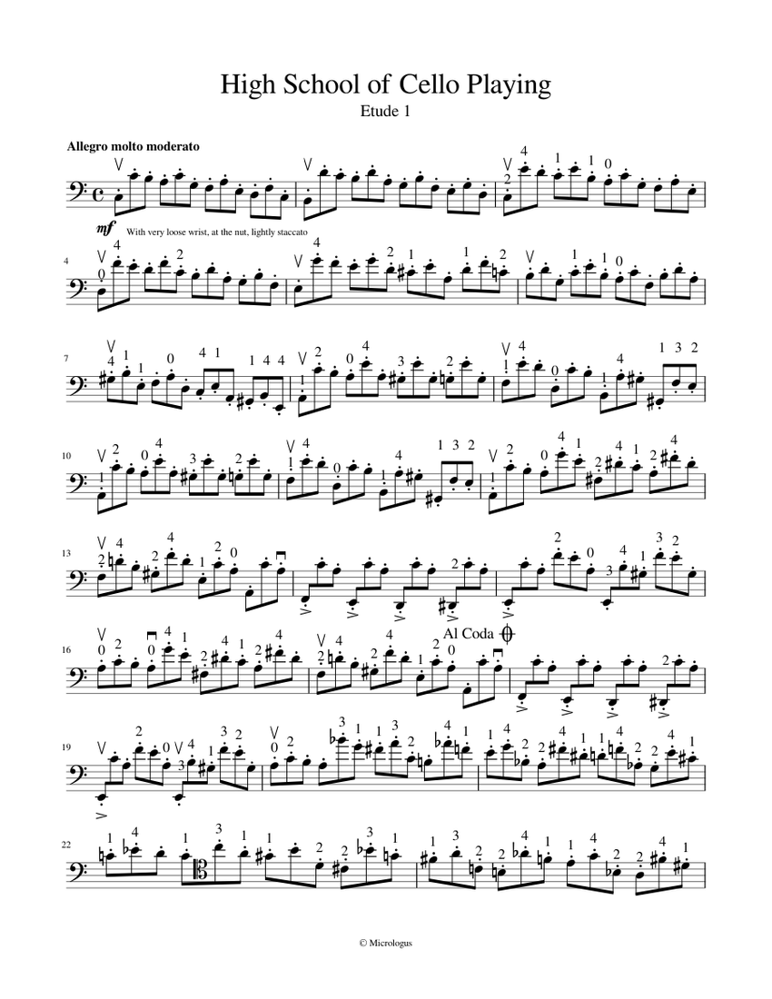 David Popper – High School of Cello Playing - Etude 1 Sheet music for Piano  (Solo) | Musescore.com