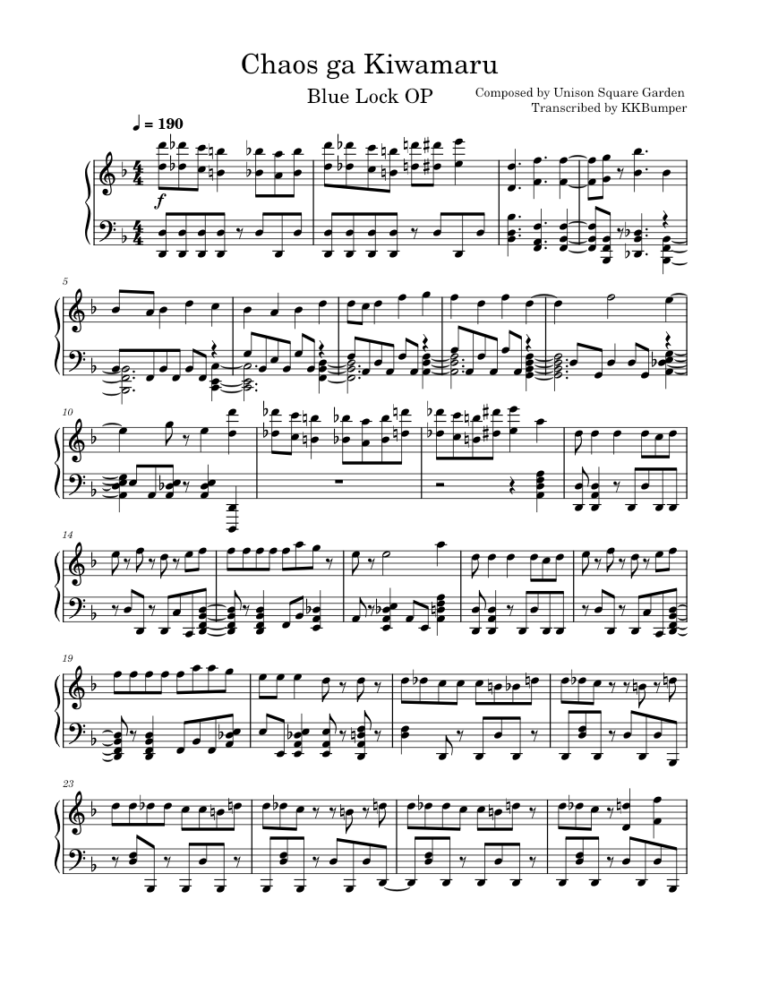 Chaos ga Kiwamaru Sheet Music for Piano (Solo) | MuseScore.com