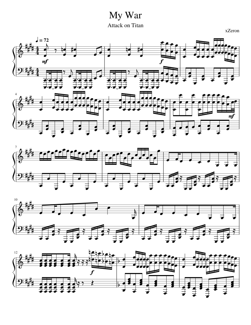 My War Sheet music for Piano (Solo) | Musescore.com