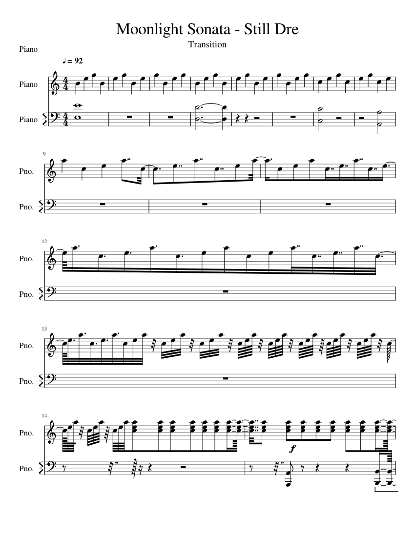 Moonlight Sonata - Still Dre (Transition) Sheet music for Piano (Piano Duo)  | Musescore.com