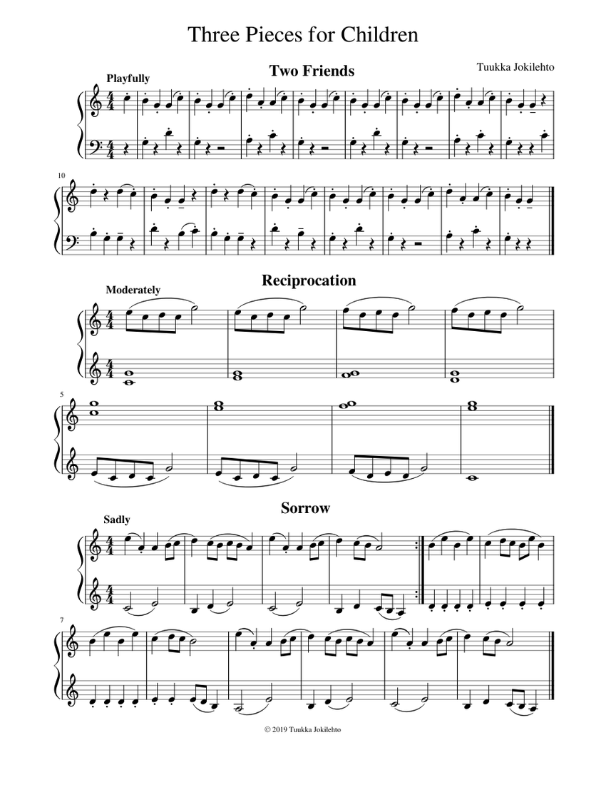 Three Pieces for Children Sheet music for Piano (Solo) Easy | Musescore.com