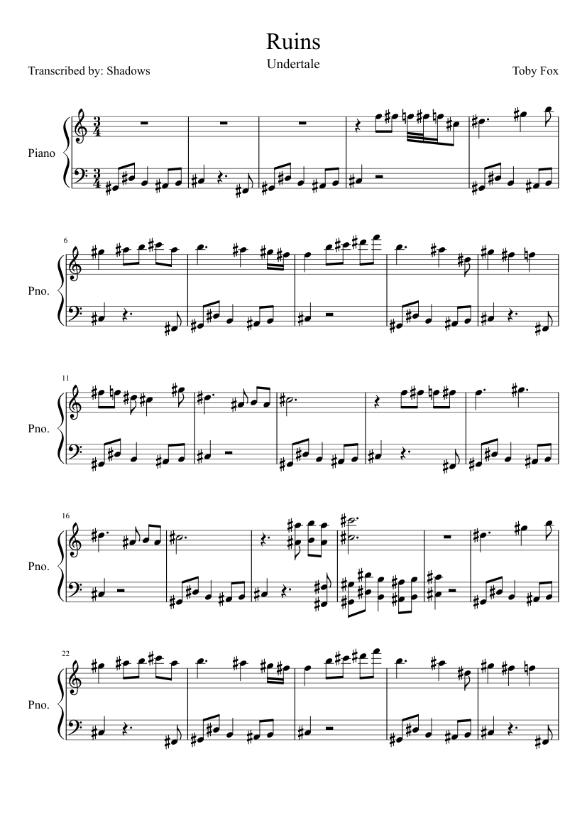 Ruins Sheet music for Piano (Solo) | Musescore.com
