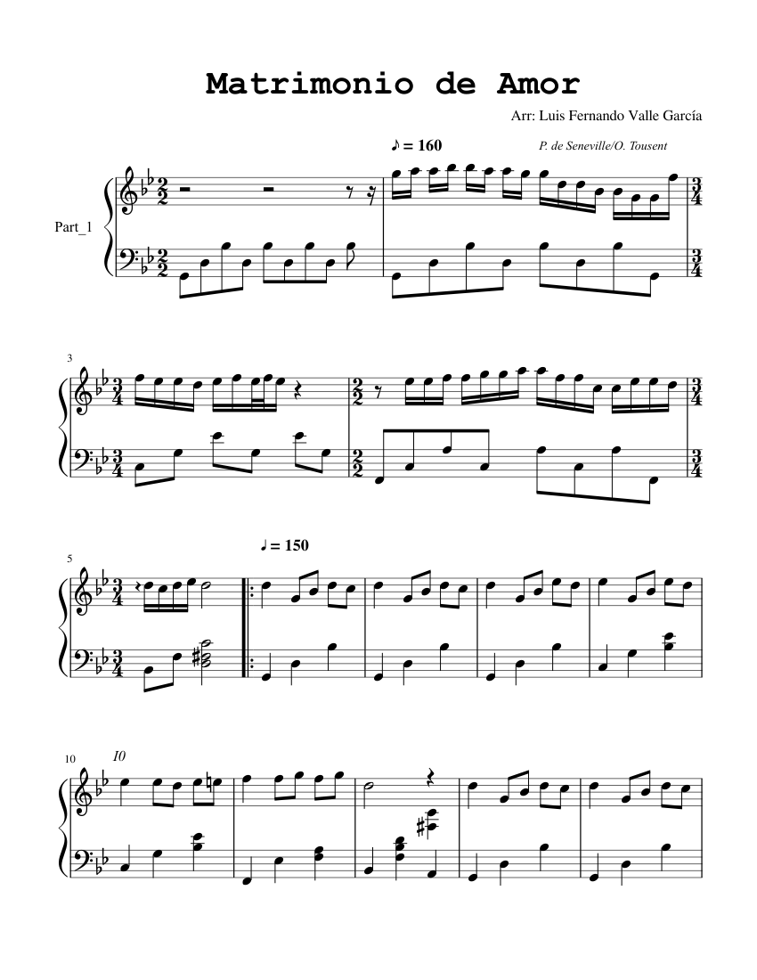 Matrimonio de Amor Sheet music for Piano (Solo) | Musescore.com