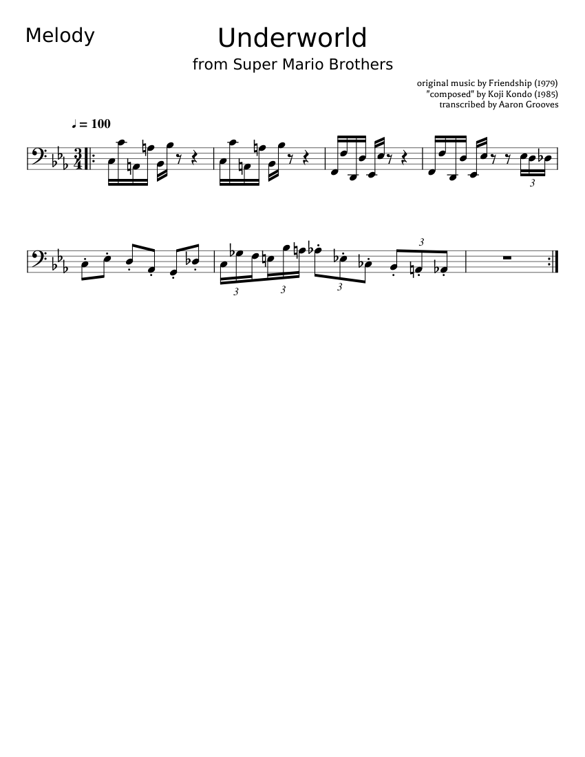 Super Mario Bros (1985) Underworld Theme