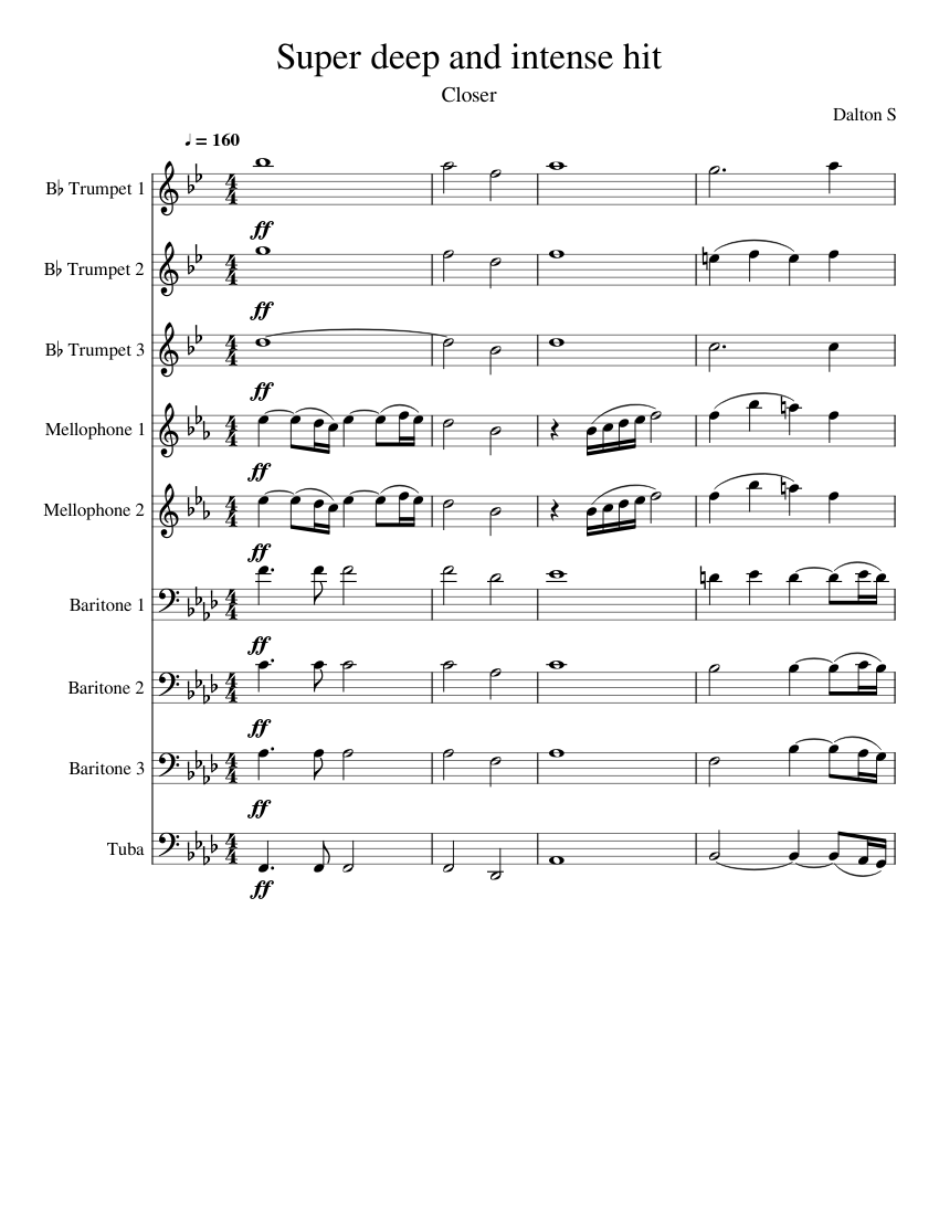 DCI Closer HIT Sheet music for Tuba, Mellophone, Trumpet in bflat
