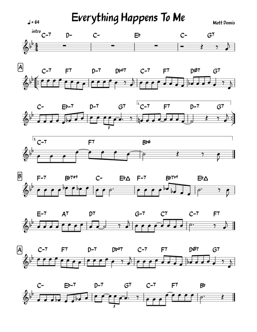 Everything Happens To Me Sheet music for Piano (Solo) | Musescore.com