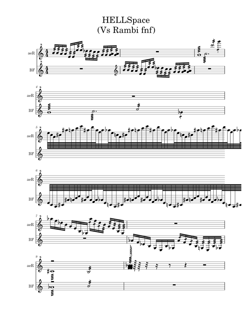 HELLSpace (Vs Rambi fnf) Sheet music for Guitar (Mixed Duet ...