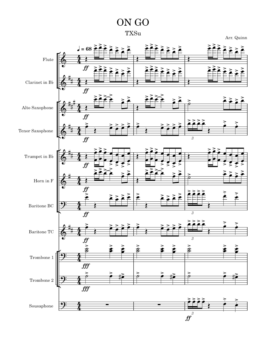 On Go TXSU HBCU ARRANGMENTS Sheet music for Trombone, Tuba, Flute