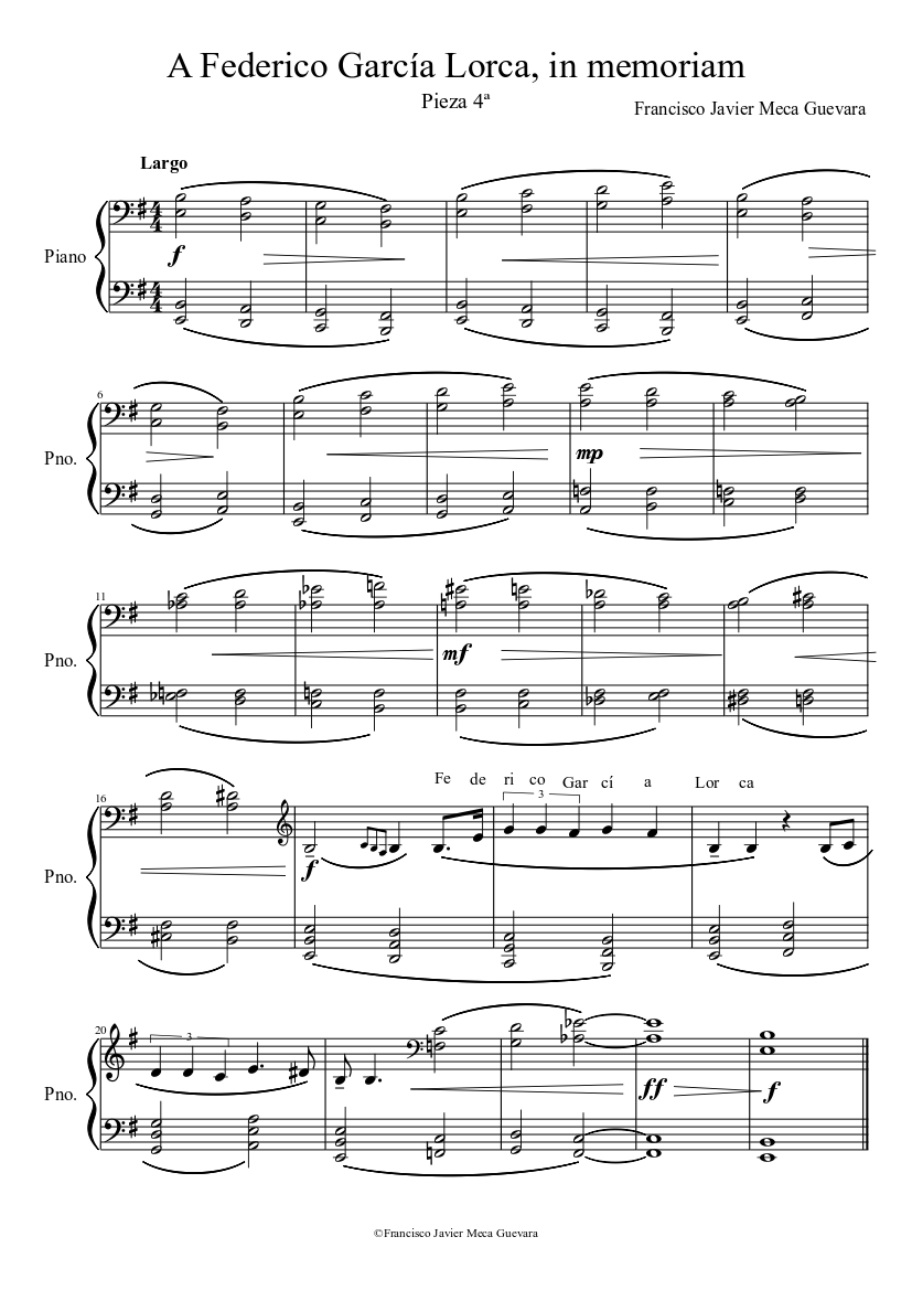A Federico García Lorca, in memoriam (4) Sheet music for Piano (Solo) |  Musescore.com