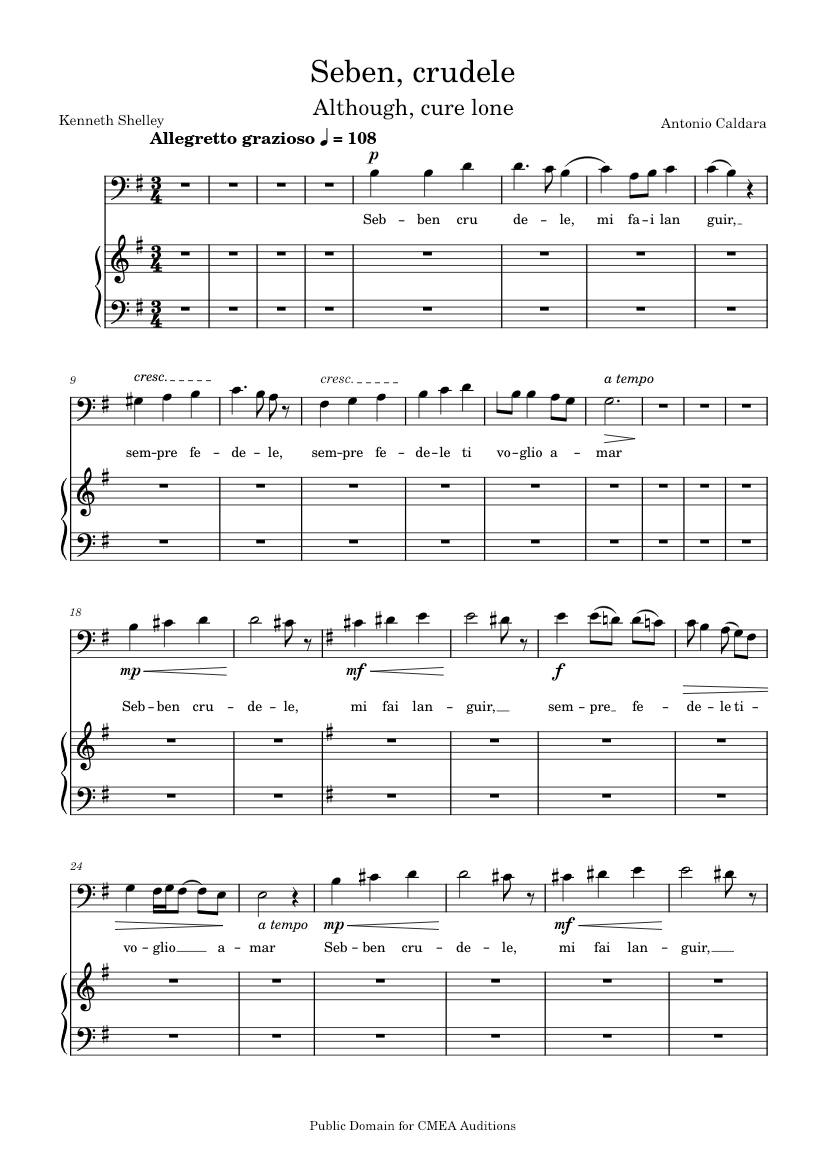 Seben, crudele – Antonio Caldara Seben,_crudele Sheet music for Piano ...