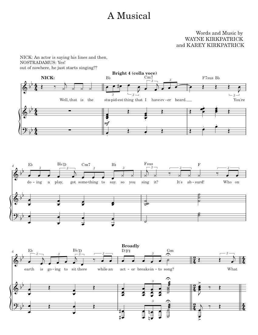 Something Rotten Musical Jr Script A Musical (from Something Rotten) - WAYNE KIRKPATRICK, GORDON KENNEDY ...