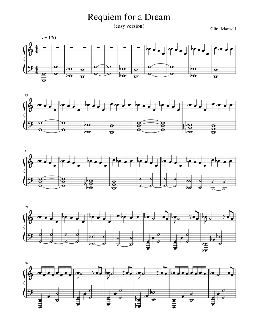 Requiem for a Dream (easy version) Sheet music for Piano (Solo) |  Musescore.com
