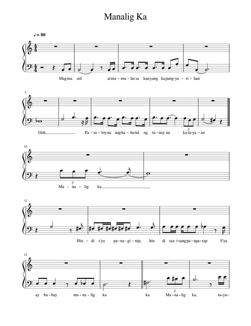 Manalig Ka Sheet music for Piano (Solo) | Musescore.com