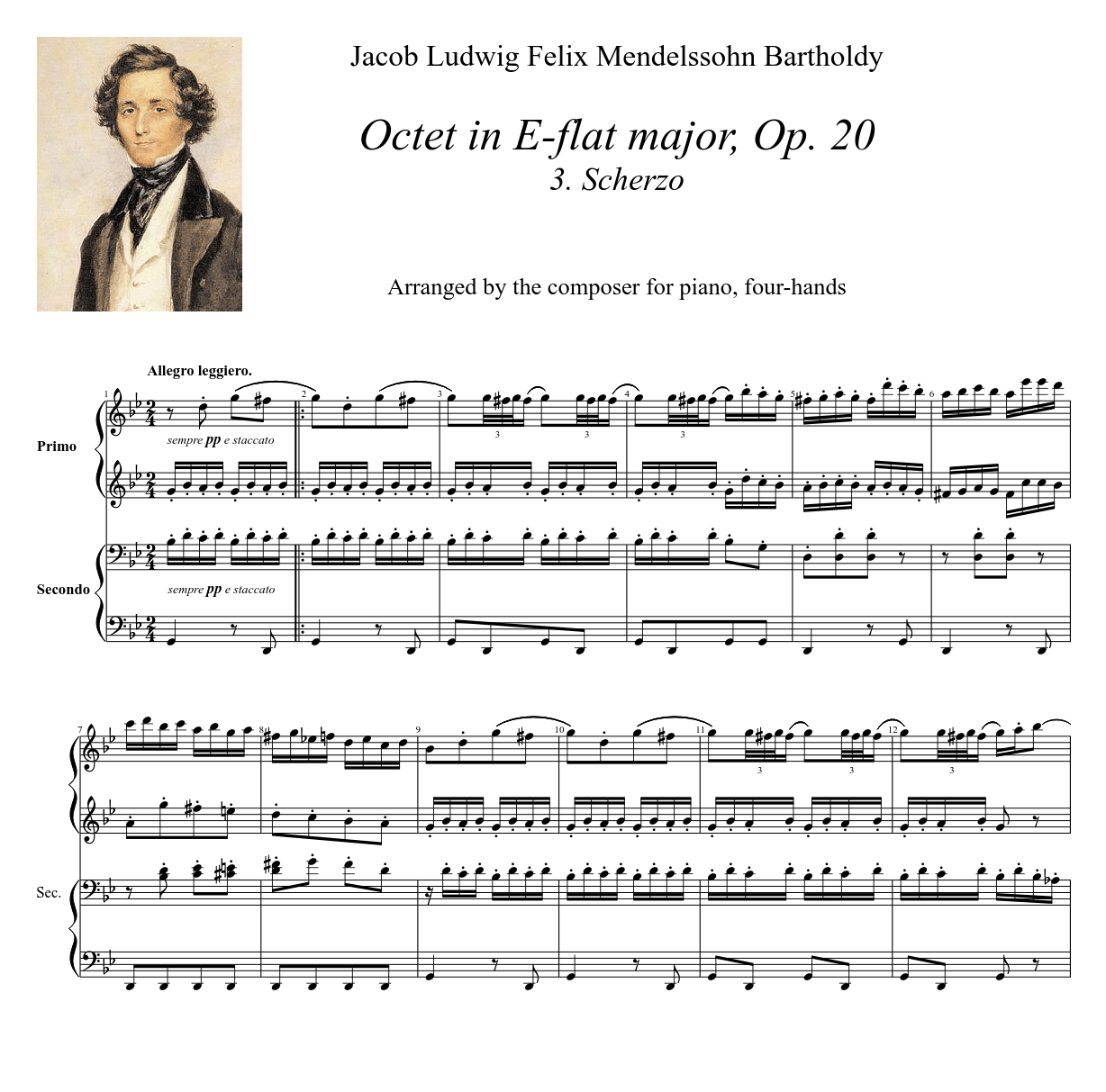 Mendelssohn: Octet in E-flat Major, Op. 20, 3. Scherzo (Piano