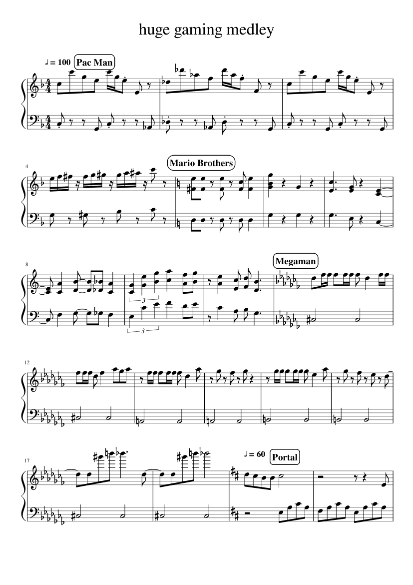Video Game Medley Sheet music for Piano (Solo) | Musescore.com